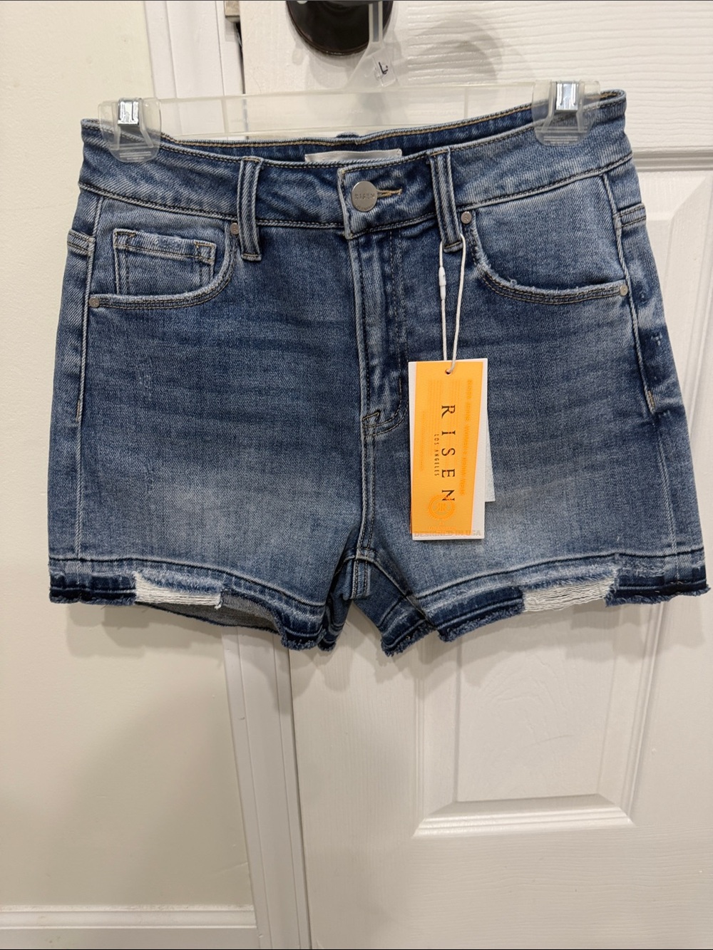 Risen Women’s Mid Blue Denim Cutoff Shorts